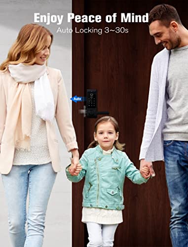 Smart Lock, 3-in-1 Camera+Doorbell+Fingerprint Keyless Entry Door Lock, WiFi Door Lock with Handle, App Control, Anti-Peeping, Auto Lock, IP65 Weatherproof, 3D Biometric Fingerprint for Front Door