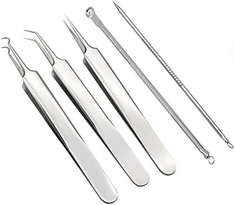 Blackhead Remover Kit, Surgical Stainless Steel Removal Black Head Treatment Tool, Blackheads Whitehead Comedone Extraction Tweezer Kit