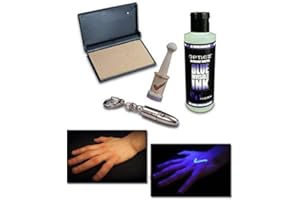 Opticz UV Blacklight Reactive Invisible Blue Ink Hand Stamping Document Marking Security Kit (Starter Kit)