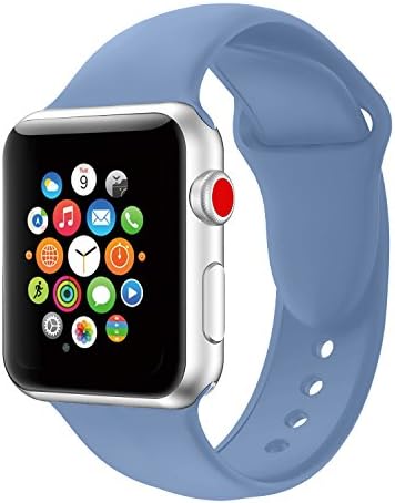 Youther for Apple Watch Bands, Soft Silicone Strap Replacement Wristbands for Apple Watch Sport Series 3 Series 2 Series 1 Jeans Blue 38mm M/L