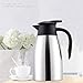 Sumerflos 1.5L/50 Oz Thermal Coffee Carafe - Double Wall Stainless Steel Vacuum Insulated Thermos - Leak Proof Lid with Dust Cover - Cool Touch Handle - Heat and Cold Retention (Silver)