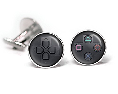 Playstation Cufflinks, PS PS3 PS4 Tie Clip Black Tack, Retro Gaming Jewelry, Geek Geeky Wedding Groomsmen Gifts