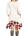 ACEVOG Women's v-Neck Plaid Three-Quarter-Sleeve Short Straight Dress, Beige, XX-Large