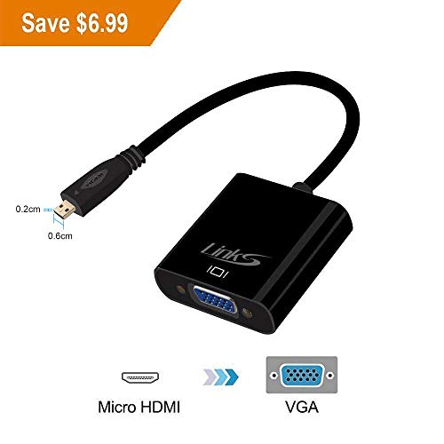 LinkS Micro HDMI To VGA Adapter/Cable/Converter (Male To Female)Supports Audio,Come With 3.5MM Stereo Cable