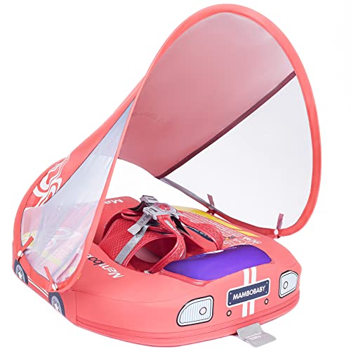 Mambobaby Baby Float With Canopy – Non-Inflatable Swim Trainer For Babies 3-24 Months, UPF 50+ Sun Shade, Perfect For Pool, Beach & Bath Time