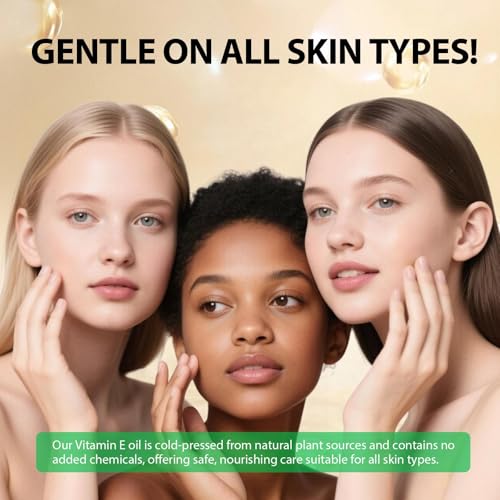 Pure Vitamin E, 100% Natural Vitamin E Oil for Skin, Organic Vitamin E Oil 75,000 IU, for Scars and Stretch Marks, Hydration of Dry Skin and Reduces Wrinkles, Firming Skin, 60 ml
