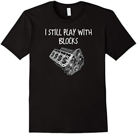 Mens Funny mechanics T-shirt I still play with blocks comical XL Black