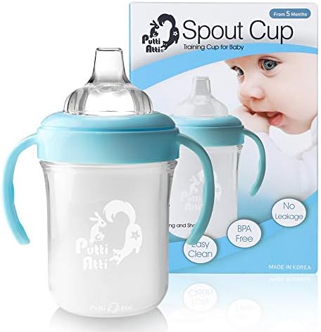 Putti Atti Silicone Baby Bottle Spout Type with Handles, Natural Newborn Feeding Bottle [Spout Type, 6.8 fl oz]
