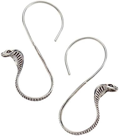 Women's Cobra Snake Earrings - French Hooks Hoops - Silverplate