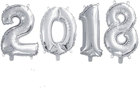 AKEDS 16 Inch 2018 Number Helium Foil Balloons, For 2018 Graduation Decorations, Christmas, Corporate Ceremonies, and Party Decorations (Silver)