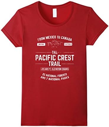 Womens Pacific Crest Trail PCT T SHIRT, in blue, red, or green Medium Cranberry
