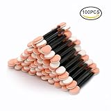 G2PLUS 100 PCS Disposable Dual Sided Oval Sponge Tipped Makeup Eyeshadow Brush Applicator Tool