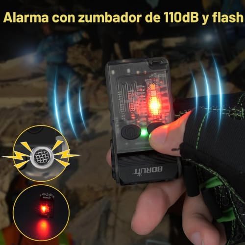 Lanterna Mini V20, Lanterna Rotativa a 180° com Luz UV de 365nm, Alarme de Buzzer de 110dB, 1000 Lúmens Super Brilhantes com 13 modos, Impermeabilizante IP67, para Caminhadas de Campismo (preto)