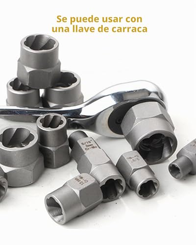 15 PIECE NUT REMOVER SET - Screw extractor set with 13 nut extractors and hex adapter for removing rusted and damaged screws, bolts and nuts for