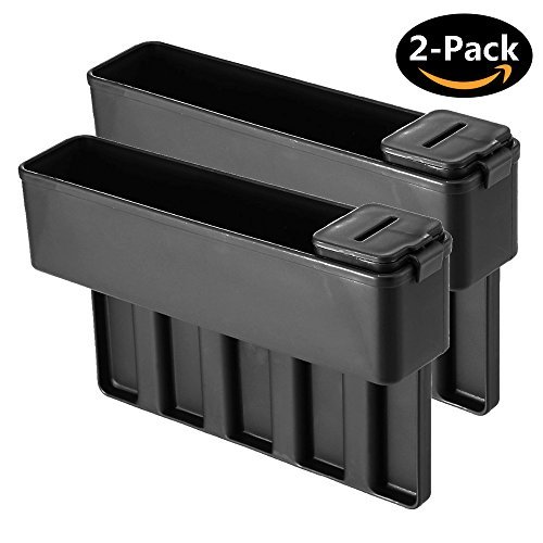 Fourcase Car Seat Catch Caddy (2 Pack) Universal Car Seat Console Gap Filler and Catcher Organizer With Coin Organizer(black)