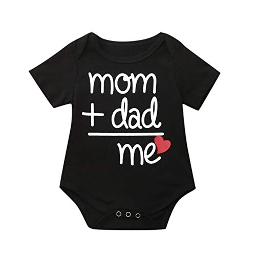 Clearance Sale 0-24 Months Newborn Infant Baby Kids Girl Boy Letter Print Romper Jumpsuit Sunsuit Outfits Clothes (Black 1, 12-18 Months)