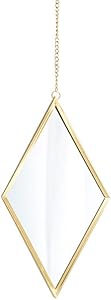 Garneck Diamond Shaped Mirror,Makeup Mirror Space-Saving Wall Hanging Vanity Mirror Bohemian Wall Mirror Decor Rhombus Mirror for Bathroom Bedroom Home Decor