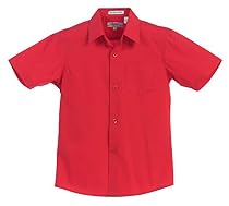 Gioberti Boy's Short Sleeve Solid Dress Shirt, Red, 4