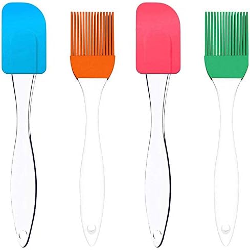 HOMIZE Silicone Spatula Set and Pastry Brush, for Cake, Mixer, Decorating, Cooking, Baking, Assorted Color (4 Piece)