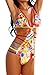 FIYOTE Women Sexy Straps Hollow out Printing Teddy Swimwear One Piece