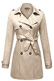 DJT Women's Elegant Long Trench Coat with Belt