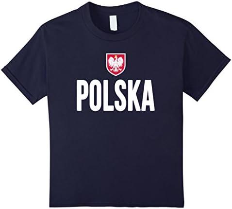 Kids POLSKA T-shirt Polish Pride Flag Tee Poland Soccer Football 8 Navy