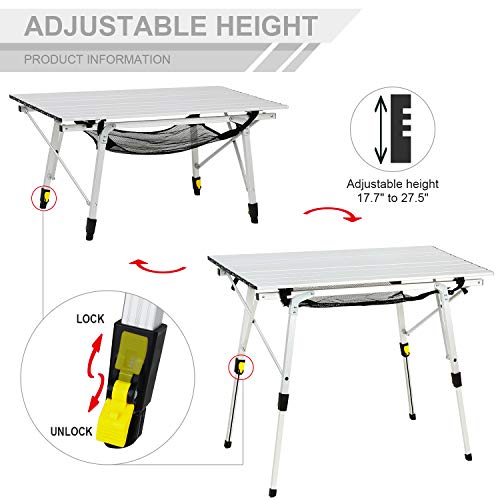 PORTAL Outdoor Folding Portable Picnic Camping Table with Aluminum Legs