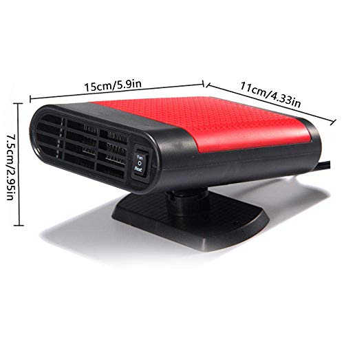 Portable Car Heater Car Defroster with Air Purification 12V 150W Auto Car 30 Seconds Fast Heating Defrost Defogger Demister Vehicle Ceramic Heater Fan for Windshield (Red)
