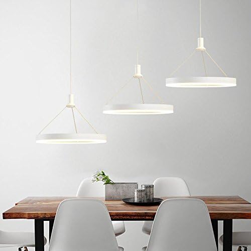 LED Modern Simple Pendelleuchte Round Creative Adjustable Height 3-flamed Metal Pendant Light White Acrylic Decorative LED Chandelier for Office Dining Table Study Room Living Room Bedroom
