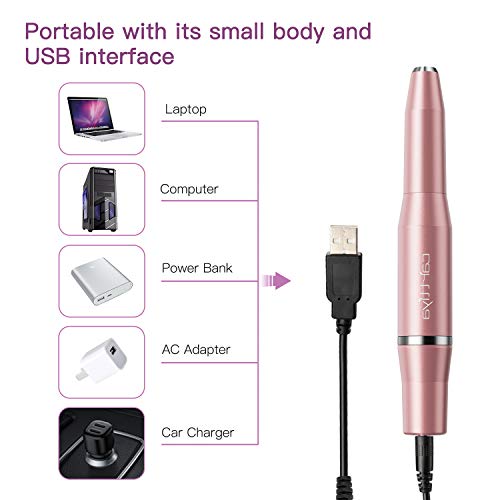 Electric Nail Drill, Carttiya Professional Efile for Acrylic, Gel Nails, Compact Nail File Drill with Nail Polishing Kit, Quiet and Efficient, Manicure Pedicure Polishing Shape Tool for Home Salon Use