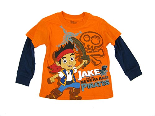 Jake and the Neveland Toddler Boys Shirt Screenprint Orange Tee (2T)