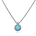 Antique Look Created Blue Fire Opal Round Pendant with 925 Sterling Silver Twisted Foxtail Chain, 20
