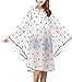 Fakeface Women Packable Clear Hooded Raincoat Lightweight Travel Rain Cape Jacket Poncho, White, One Size