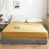 mixinni Modern Style Super Soft Gold Fitted Sheet Solid Color Bed Sheet 15