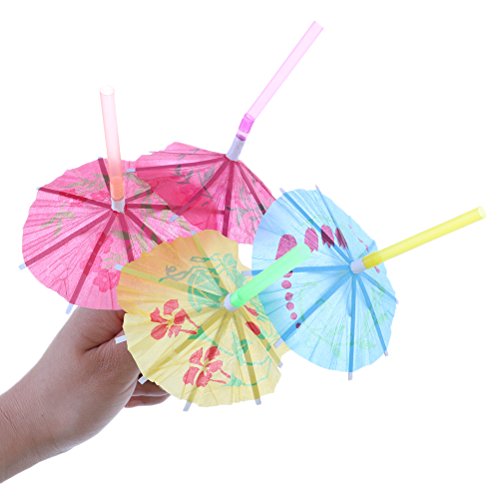DINGJIN 162 Pieces Party Drinking Straws Umbrella Flamingo Fruit Drinking Straws for Luau Parties,Island Themed Party,Bars,Kitchen Supplies,Restaurants - Thumbnail 4