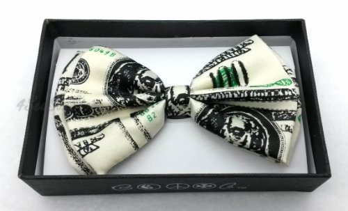 Color Tuxedo Classic Bow Tie, Cravat, Necktie, Neckwear Adjustable Men's Fashion Bowtie - Money