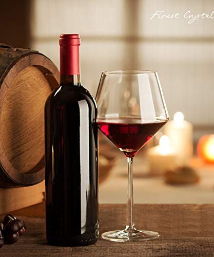 Crystal Red Wine Glasses,Hand Blown Burgundy Glasses-Finest Crystal,Light,Ultra-thin For Best Wine Tasting,16 OZ,Perfect Gifts For Valentine's Day, Christmas, Anniversary, Birthday, Set of 4