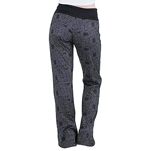 Todaies Womens Wide Leg Lounge Pants,Comfy Stretch Floral Print Drawstring Palazzo Pants (Black 5, 2XL)