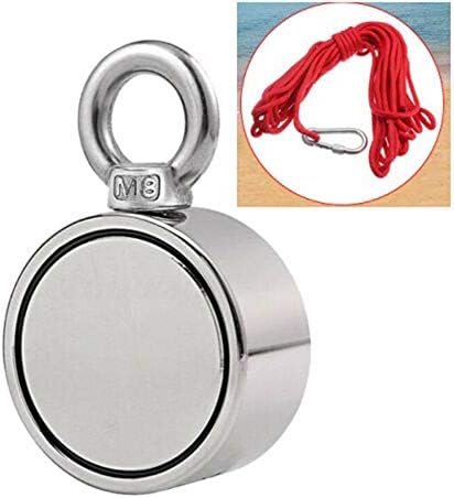 200/300/500Kg Double Single Side Neodymium Metal Magnet Detector Fishing+Rope Silver Single ring 48MM