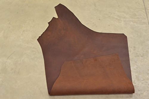 Leather Oil Tanned Project Pieces Walnut Brown 5.1SF Cow 6-6 1/2 oz Flat Grain-8 - Thumbnail 3