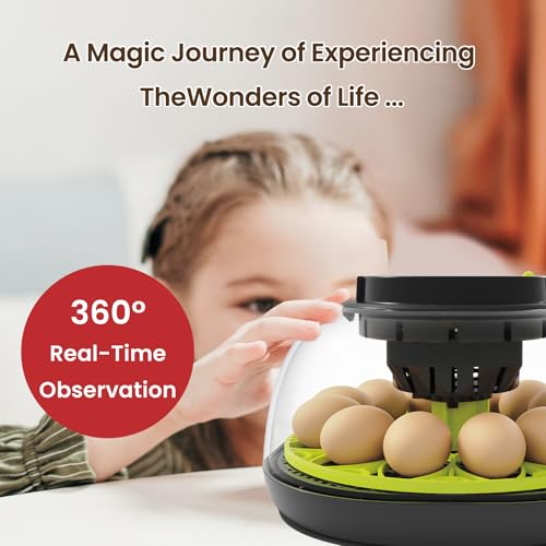 Incubators for Hatching Eggs 12 Egg Lab Incubator with Automatic Egg Turning and Humidity Display,Auto Water Replenishment,for Chicken Eggs and Quail Egg