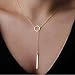 Aukmla Gold Y Lariat Chain Circle Bar Necklace Jewelry Choker for Women and Girls (Gold)
