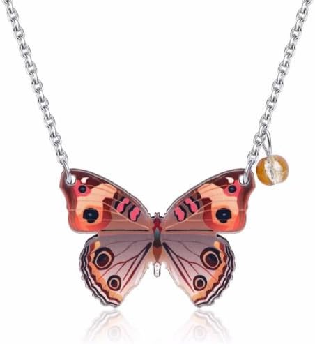 Beautiful elegant Brown Wood Butterfly Design Pendant Women Necklace N530
