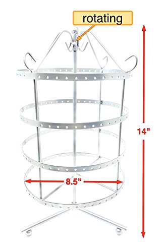 4 Tiers Antique Silver Rotating 92 pairs Earring Holder ~Necklace Organizer Stand ~ Jewelry Stand Display Rack Towers