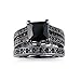 Haluoo 925 Sterling Silver Wedding Rings 2 Pcs Square Engagement Ring Set Black Cubic Zirconia Simulated Diamond Anniversary Promise Rings Bridal Sets (8, Black)thumb 2