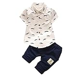 Staron Kids Toddler Baby Clothes Set Boys Beard T Shirt Tops+Shorts Pants Outfit (6-12 Months, White)