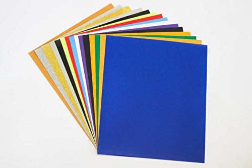 Heat Transfer Vinyl Bundle, 15 Assorted Color Sheets, 12 in. x 10 in. (12 PU, 2 Glitter, 1 FREE Teflon Sheet!), Iron On or Heat Press by PNW Craft