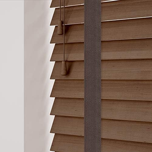 Custom Made To Measure Real Wood Wooden Venetian Blinds 50mm Slats 225cm Width x 240cm Drop Oak Tape