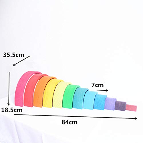 Aoile 12PCS/Set Children Wooden Nesting Puzzle Building Blocks Rainbow Stacker Educational Toy