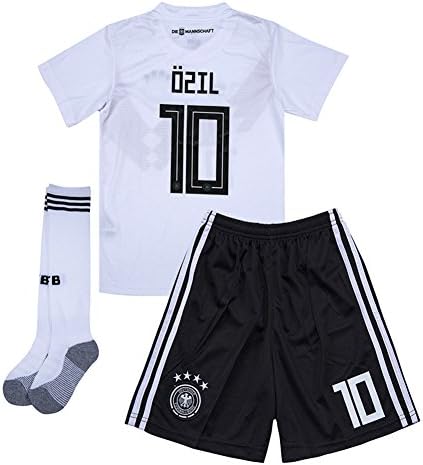 whhyll World Cup 2018 Germany National Team Home #10 Mesut Ozil Youth/Kids Soccer Jersey Color White.Matching Shorts,Socks.9-10Y
